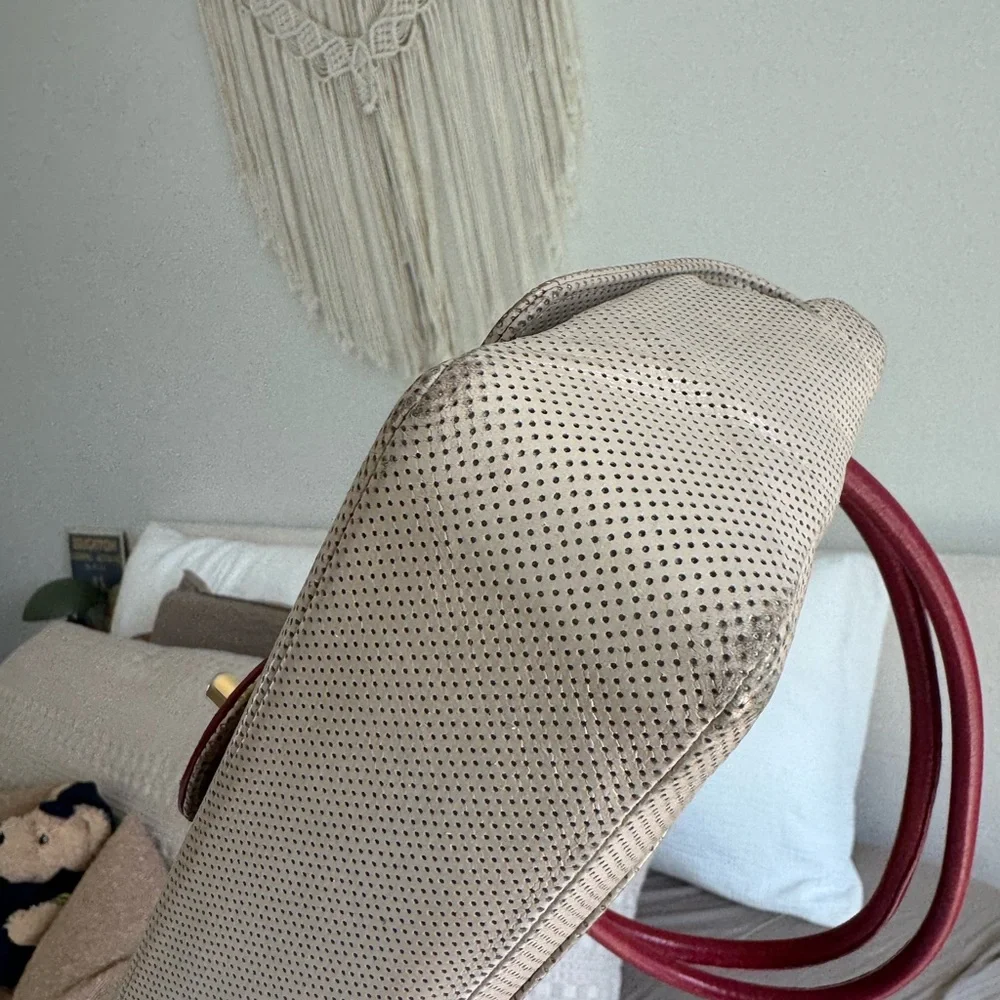 CHANEL Vintage Top Handle Shoulder Bag – Perforated Leather, Authentic - Picture 10 of 12